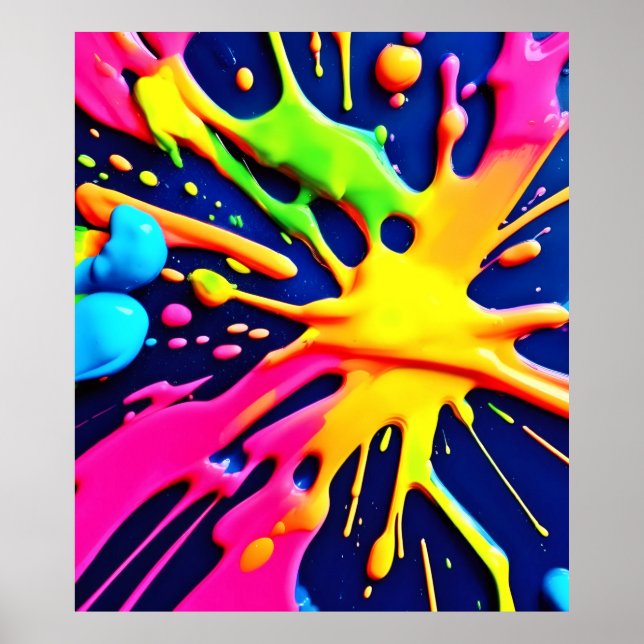 Vivid Neon Splashes Poster (Vorne)