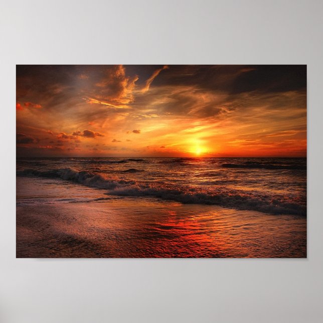 Vivid Orange Beach Sunset Poster (Vorne)