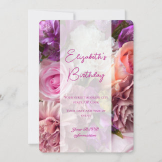 Vivid Orchid Birthday Invitation Card Dankeskarte