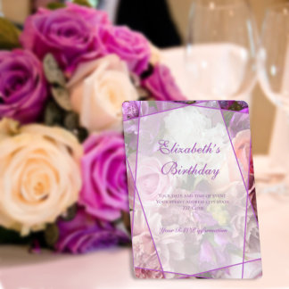 Vivid Orchid Garden Birthday Invitation Card Dankeskarte