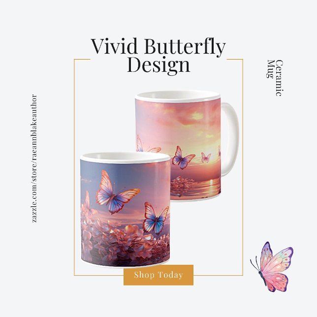Vivid Papillon Design Mug en céramique (Créateur téléchargé)