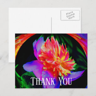 Vivid Peony Abstrait Floral Merci carte postale