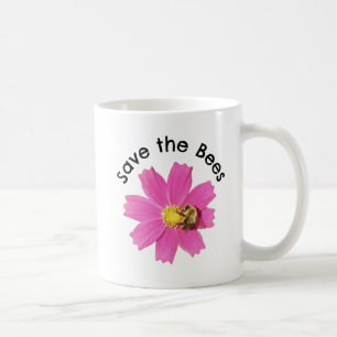 Vivid Pink Cosmos Blume Rette die Bienen Kaffeetasse