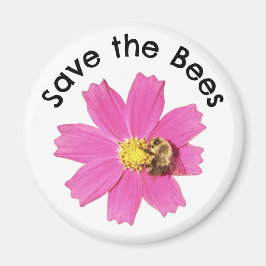 Vivid Pink Cosmos Blume Rette die Bienen Magnet