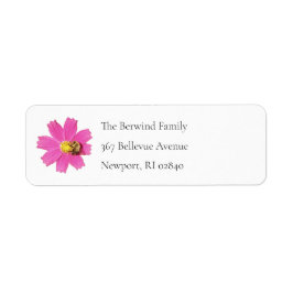 Vivid Pink Cosmos Blume Rückgabeadresse Etikett