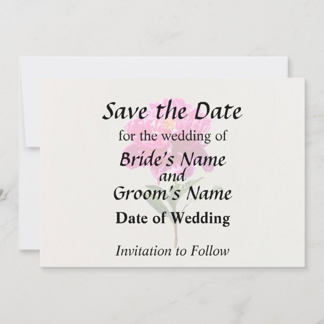 Vivid Pink Peony Save The Date (Vorderseite)