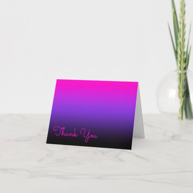 Vivid Pink Violet und Black Ombre Dankeskarte (Vorderseite)