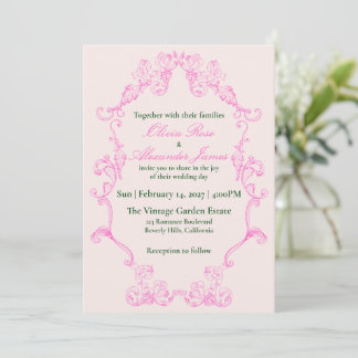 Vivid Pink Y2K Anime Gothic Cat Wedding Invitation Einladung