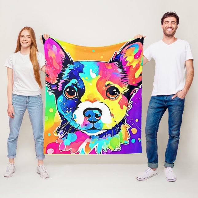 Vivid Puppy Vibes Art Design Fleecedecke (Beispiel)