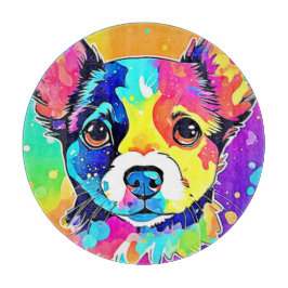 Vivid Puppy Vibes Art Design Schneidebrett