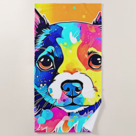Vivid Puppy Vibes Art Design Strandtuch