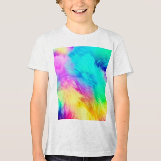 Vivid Rainbow Fluffy Fur Texture-75201 Tri-Blend Shirt (Vorderseite)