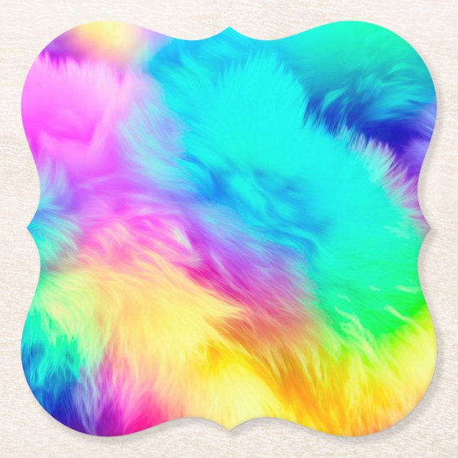 Vivid Rainbow Fluffy Fur Texture-75201 Untersetzer (Vorderseite)