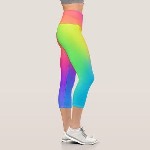 Vivid Rainbow Ombre Capri Leggings