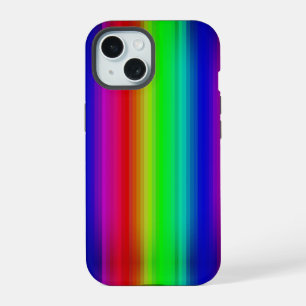 Vivid Rainbow Paint Stripe Line Muster iPhone 15 Hülle