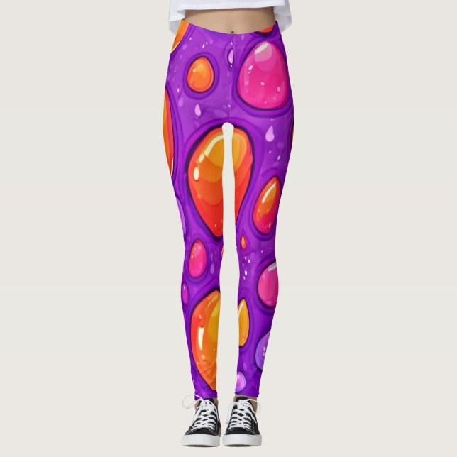 Vivid Raindrop Cartoon Art Leggings (Vorderseite)