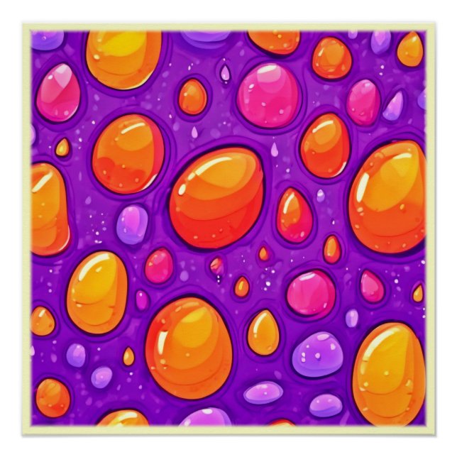 Vivid Raindrop Cartoon Art Poster (Vorderseite)
