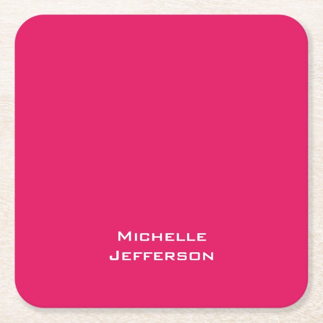 Vivid Raspberry Pinkish Red Modern Stylish Trendy Rechteckiger Pappuntersetzer (Vorderseite)