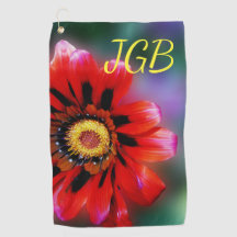 Vivid Red Blume Gazania Mit Monogramm Monogram