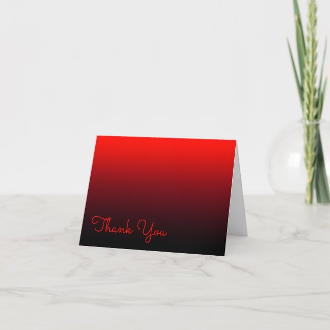 Vivid Red Burgundy und Black Ombre Dankeskarte (Vorderseite)