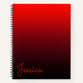 Vivid Red Burgundy und Black Ombre Notizbuch