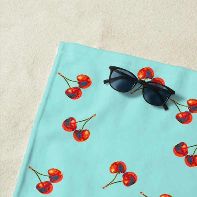 Vivid Red Cherry Pattern Strandtuch (Beispiel)