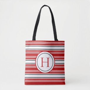 Vivid Red & Gray Modern Strickbar Tasche