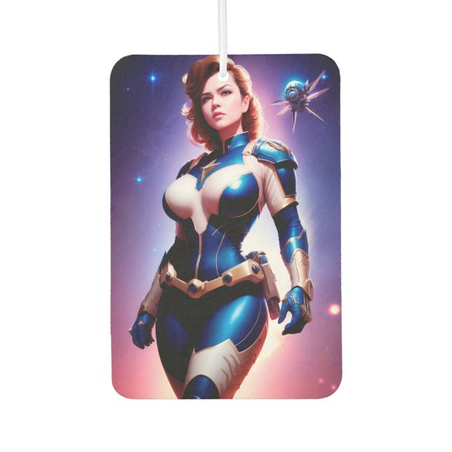 Vivid Retro 50's Female Sci Fi Space Ranger Autolufterfrischer (Vorderseite)