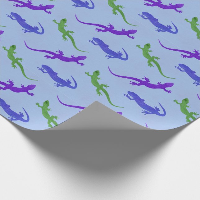 Vivid Salamander Silhouette in Blue Geschenkpapier (Ecke)