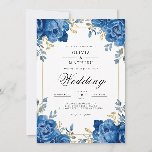 Vivid Sapphire Arch Wedding Einladung (Vorderseite)