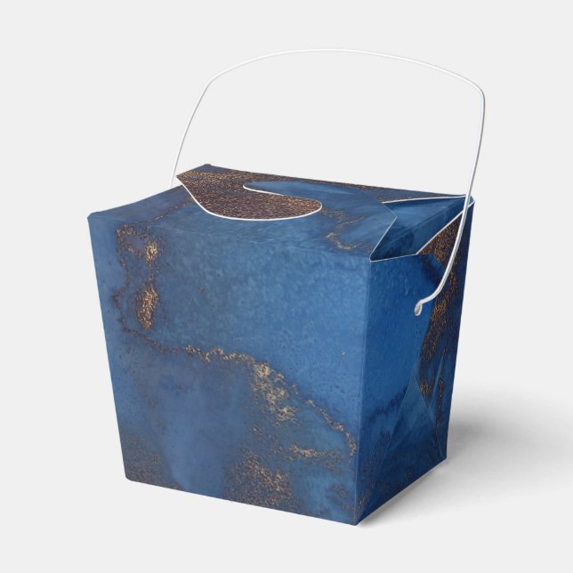 Vivid Shimmering Navy Blue und Kupfer Tinte Splash Geschenkschachtel (Vorderseite)