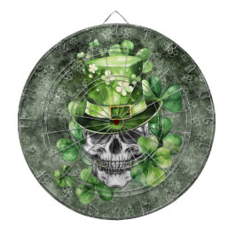 Vivid Skull with Green Hat Illustration Dartscheibe