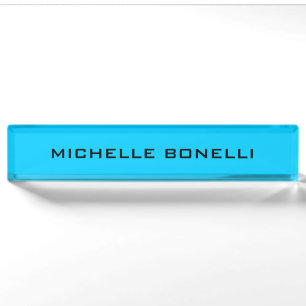 Vivid Sky Blue Minimalistisch Schlicht Legible Mod Namensplakette