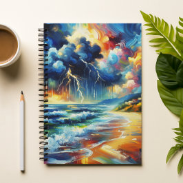 Vivid Stormy Beach Painting Notebook Notizblock