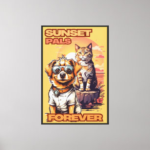 Vivid Sunset Pals Grafik Szene Leinwanddruck