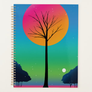 Vivid Tree Unter einem kosmischen Regenbogen Himme Planer
