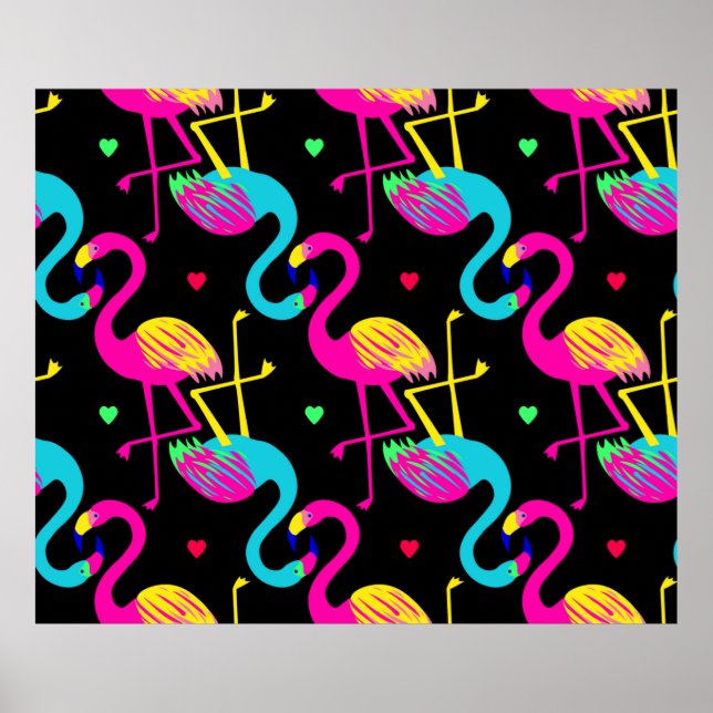 Vivid tropical, exotic hawaiian seamless pattern w poster (Vorne)