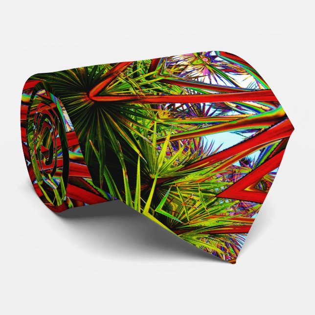 Vivid Tropical Exotic Moderne Abstrakt Krawatte (Gerollt)