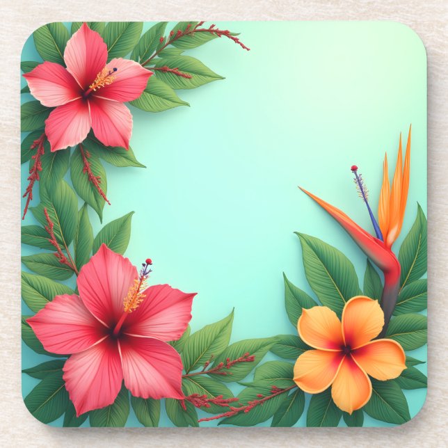 Vivid Tropical Floral Delight Getränkeuntersetzer (Vorderseite)