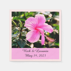 Vivid Tropical Pink Hibiskus Personalisiert Napkin Serviette
