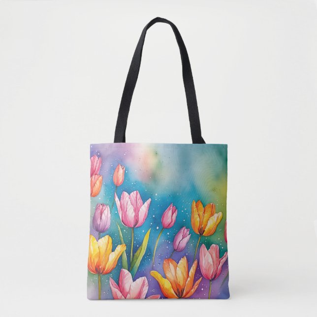 Vivid Tulips Tote Design Tasche (Vorderseite)
