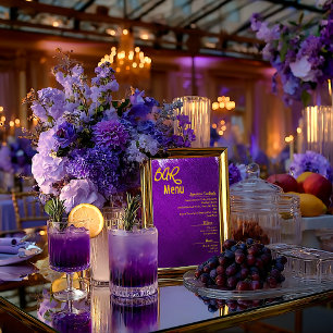 Vivid Violet Lila Hochzeitmenü Bar Glossy Poster