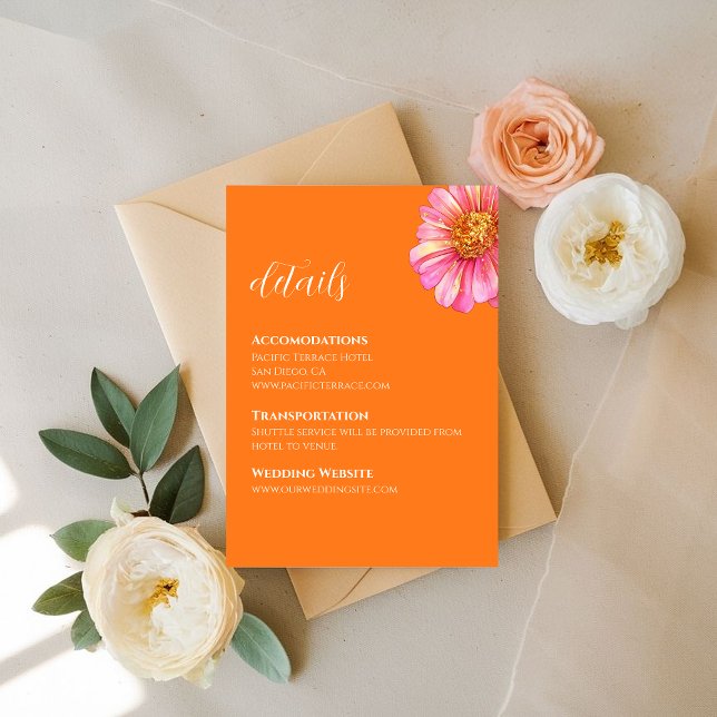 Vivid Vows Bold Color Wedding Details Card Begleitkarte (Von Creator hochgeladen)