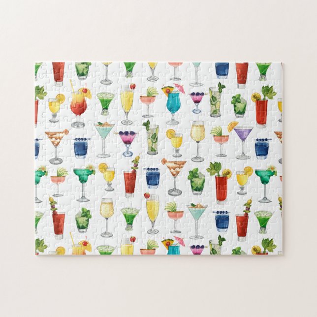 Vivid Watercolor Cocktail Muster Tote Tasche (Horizontal)