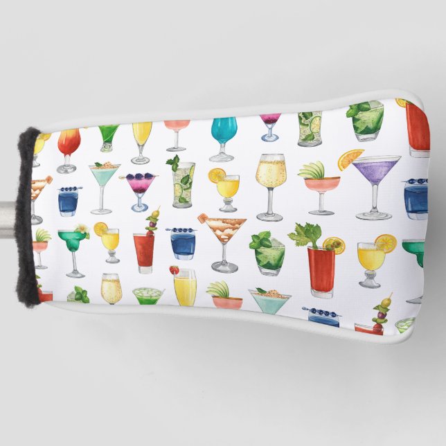 Vivid Watercolor Cocktail Muster Tote Tasche Golf Headcover (Vorderseite)