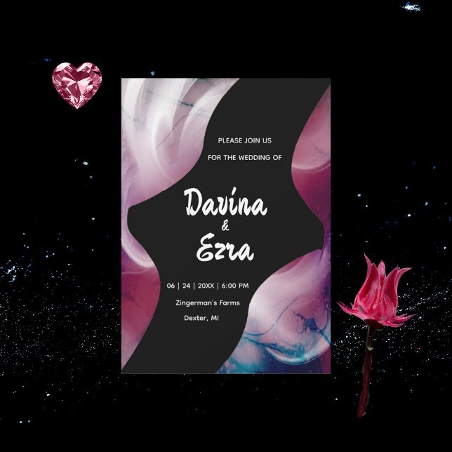 Vivid Watercolor Pink Hochzeit Einladung (Von Creator hochgeladen)