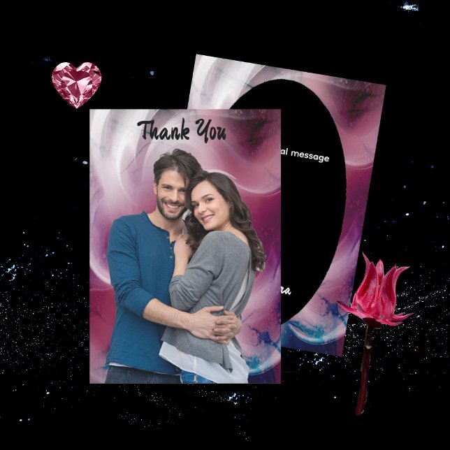 Vivid Watercolor Pink Wedding Danke Karten (Von Creator hochgeladen)