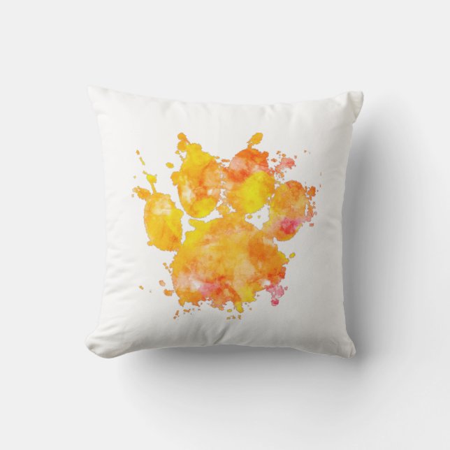 Vivid Watercolor Splash Dog Paw Print Kissen (Vorderseite)
