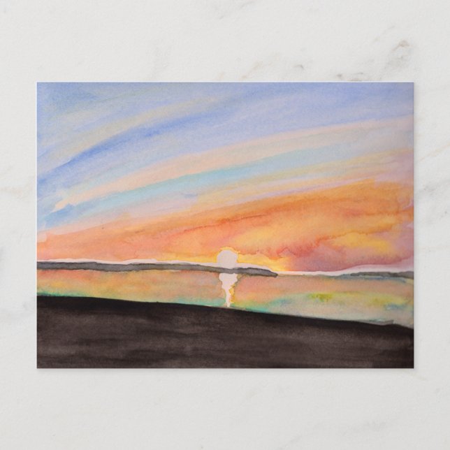 Vivid Watercolor Sunrise Postkarte (Vorderseite)