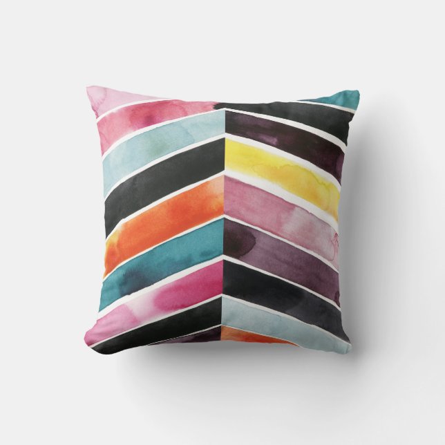 Vivid Watercolor Zickzack I Kissen (Vorderseite)